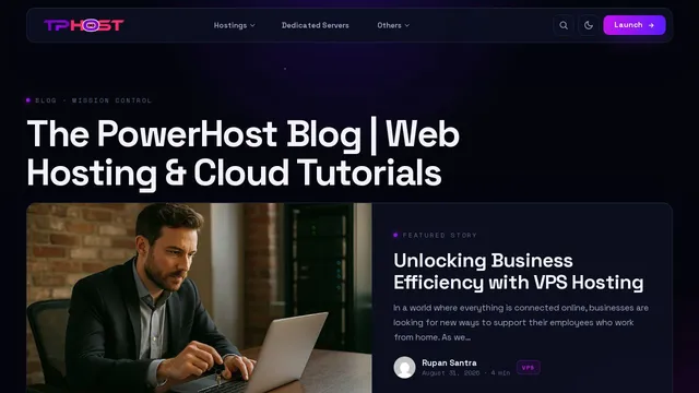 Screenshot of blog.thepowerhost.in on port 443