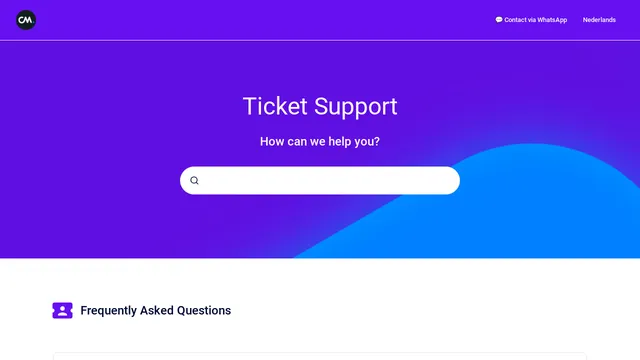 Screenshot of ticket-support-go-en.cm.com on port 443
