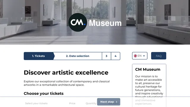 Screenshot of tickets-museum-demo.cm.com on port 443