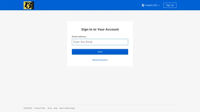 Screenshot of 13management.box.com on port 443