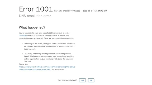 Screenshot of gd.is-an.ai on port 8880