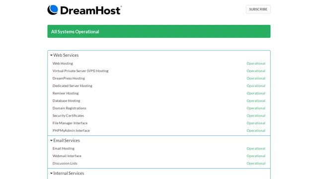 Screenshot of status.dreamhost.com on port 443