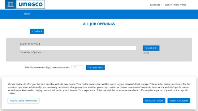 Screenshot of careers.unesco.org on port 443