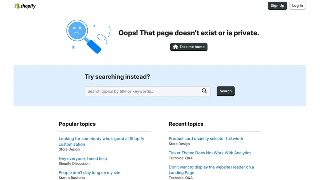 Screenshot of forums.shopify.com on port 443
