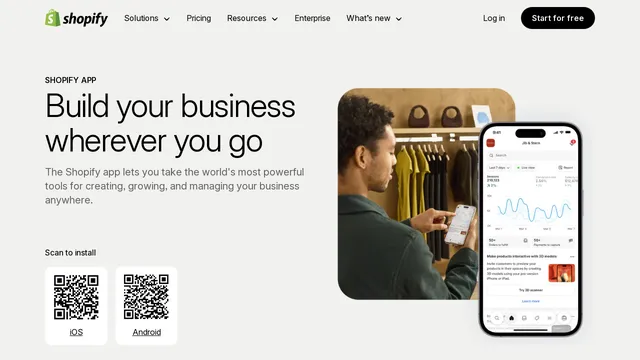 Screenshot of mobile.shopify.com on port 443