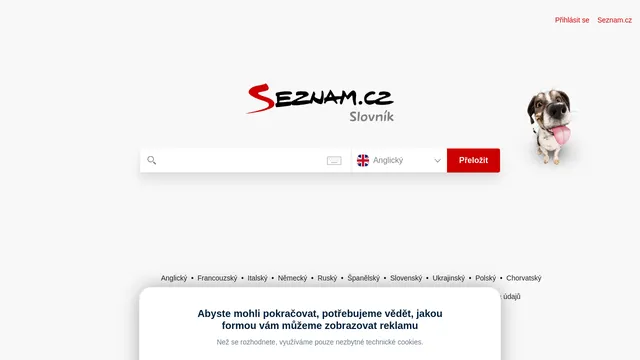 Screenshot of m.slovnik.seznam.cz on port 443