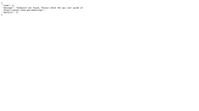 Screenshot of api.water.noaa.gov on port 443