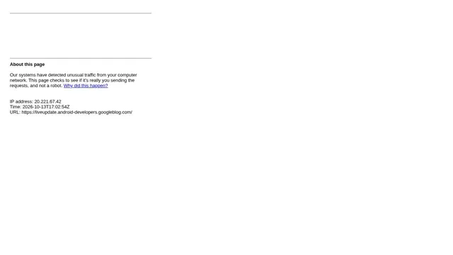 Screenshot of liveupdate.android-developers.googleblog.com on port 443
