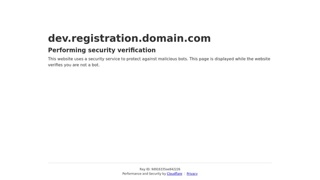 Screenshot of dev.registration.domain.com on port 443