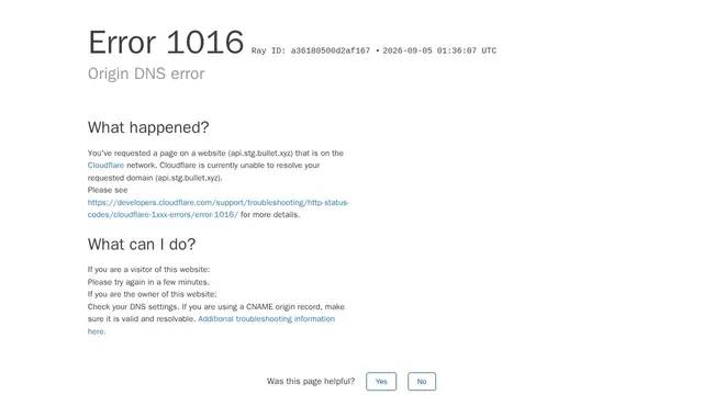 Screenshot of api.stg.bullet.xyz on port 443