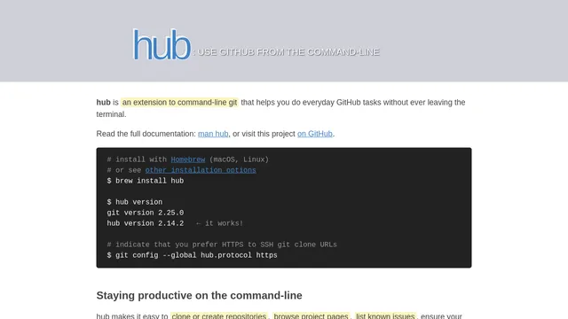 Screenshot of hub.github.com on port 443