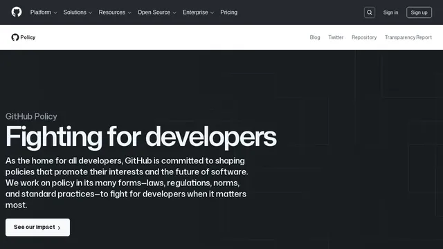 Screenshot of policy.github.com on port 443