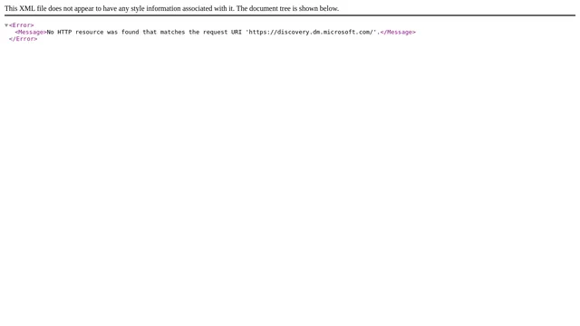 Screenshot of discovery.dm.microsoft.com on port 443