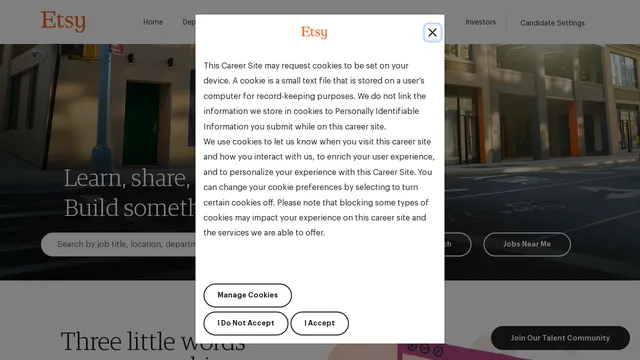 Screenshot of careers.etsy.com on port 443