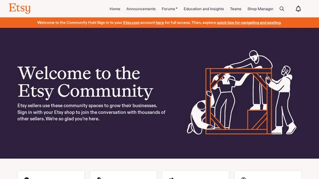 Screenshot of community.etsy.com on port 443