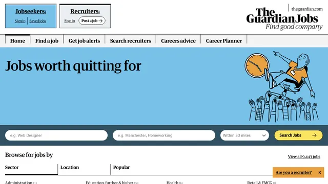 Screenshot of jobs.theguardian.com on port 443