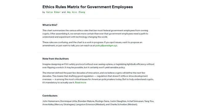 Screenshot of ethicsrules.policy.paradigm.xyz on port 443