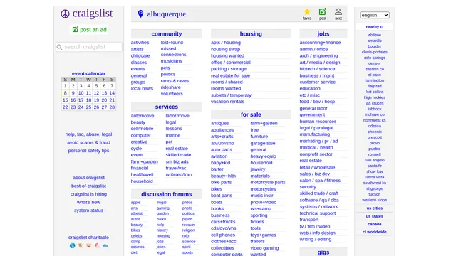 Screenshot of albuquerque.craigslist.org on port 443