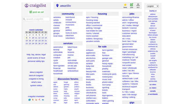 Screenshot of amarillo.craigslist.org on port 443