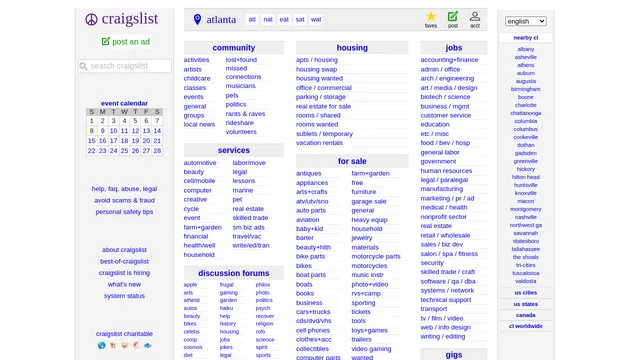 Screenshot of atlanta.craigslist.org on port 443