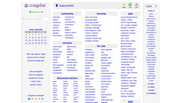 Screenshot of bakersfield.craigslist.org on port 443