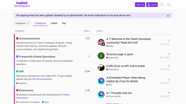 Screenshot of dev.discuss.dev.twitch.tv on port 443