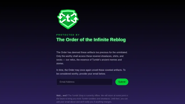 Screenshot of shop.tumblr.com on port 443
