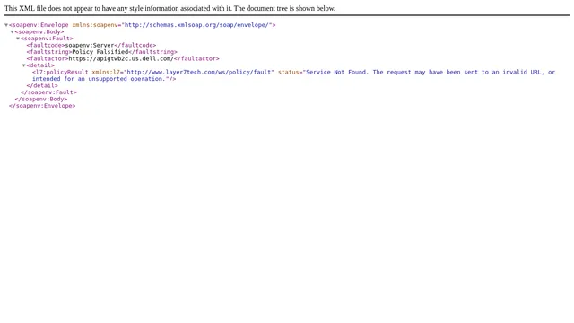 Screenshot of apigtwb2c.us.dell.com on port 443