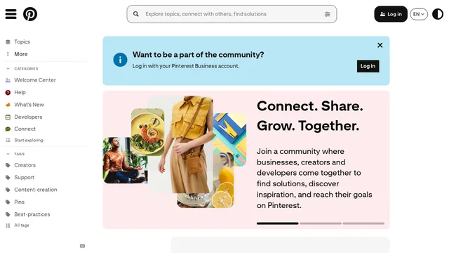 Screenshot of community.pinterest.com on port 443