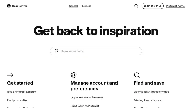 Screenshot of help.pinterest.com on port 443