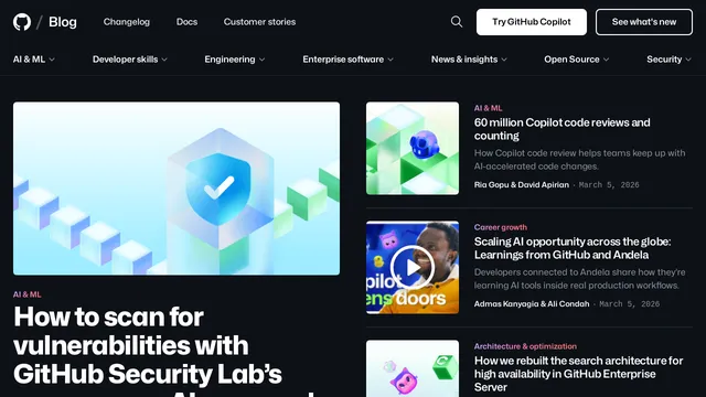 Screenshot of blog.github.com on port 443