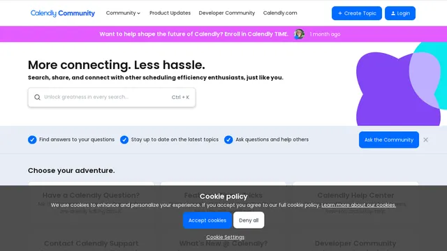 Screenshot of community.calendly.com on port 443