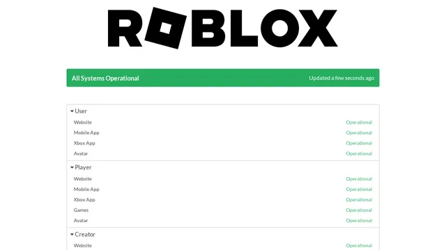 Screenshot of status.roblox.com on port 443