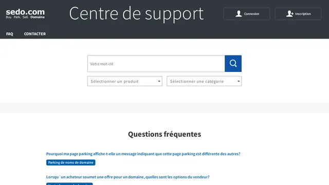 Screenshot of faq-fr.sedo.com on port 443