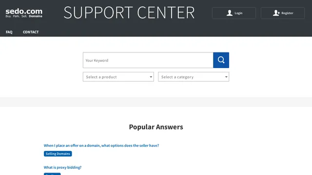 Screenshot of faq-uk.sedo.com on port 443