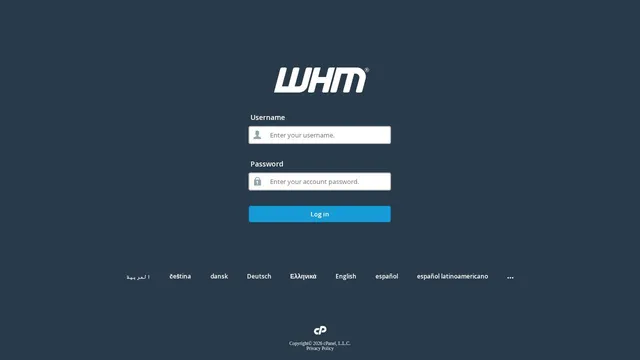 Screenshot of whm.daengstore.com on port 443