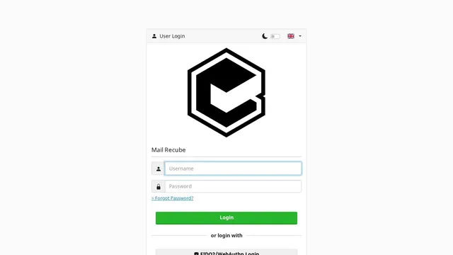 Screenshot of mail.recube.gg on port 443