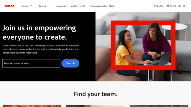 Screenshot of careers.adobe.com on port 443