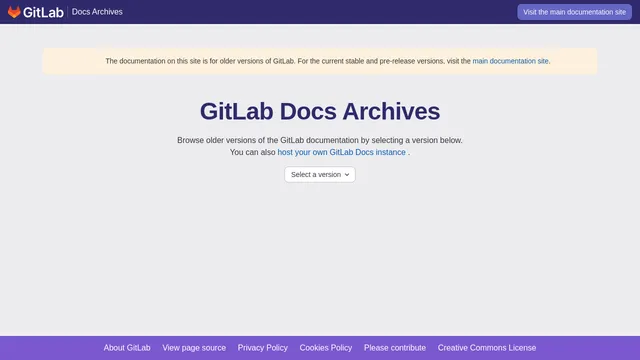 Screenshot of archives.docs.gitlab.com on port 443