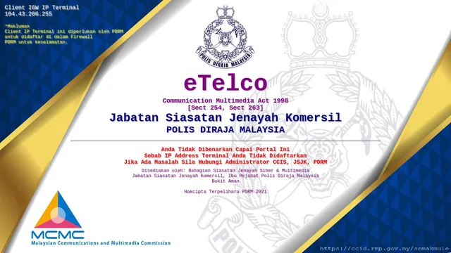 Screenshot of telco.rmp.gov.my