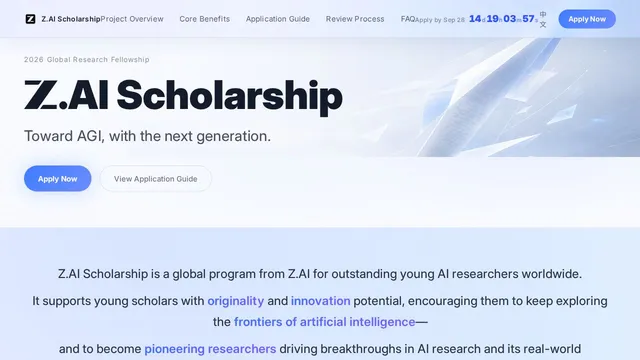 Screenshot of scholarship.z.ai on port 443