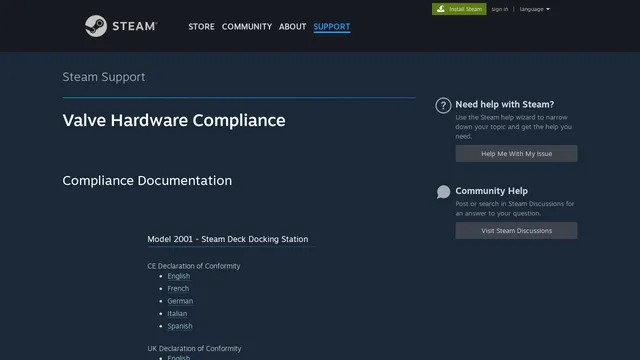Screenshot of compliance.steampowered.com on port 443