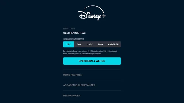 Screenshot of de.giftcard.disneyplus.com on port 443