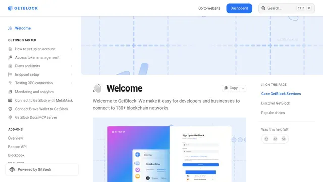 Screenshot of docs.getblock.io on port 443