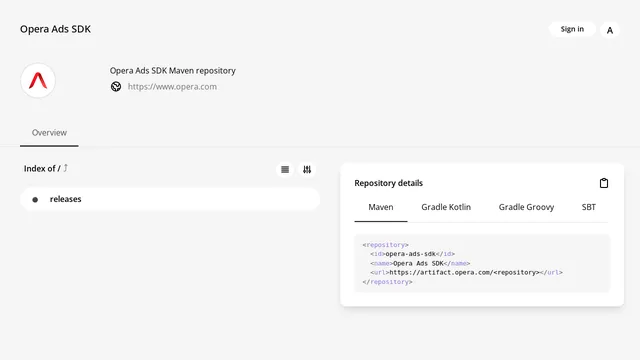 Screenshot of artifact.opera.com on port 443
