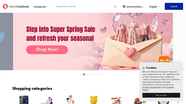 Screenshot of cashback.opera.com on port 443