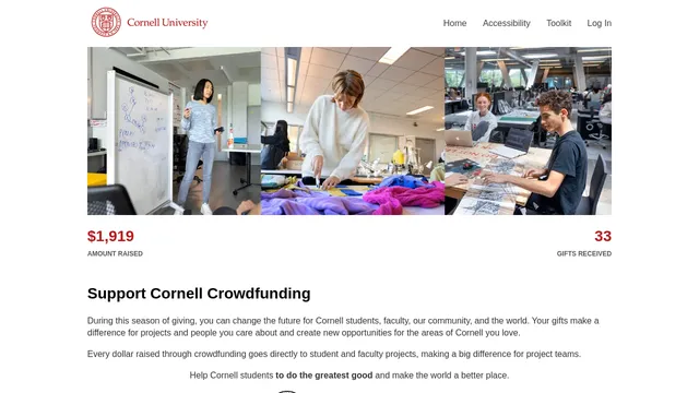Screenshot of crowdfunding.cornell.edu on port 443