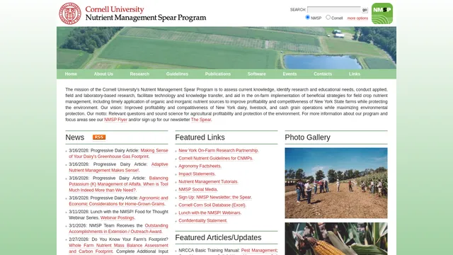 Screenshot of nmsp.cals.cornell.edu on port 80