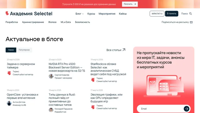 Screenshot of blog.selectel.ru on port 443