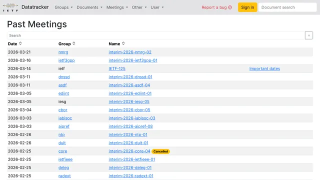 Screenshot of meetecho-player.ietf.org on port 443